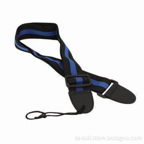 Durable Adjustable Nylon Stripe Guitar Strap with Soft Artificial Leather Ends for Gift